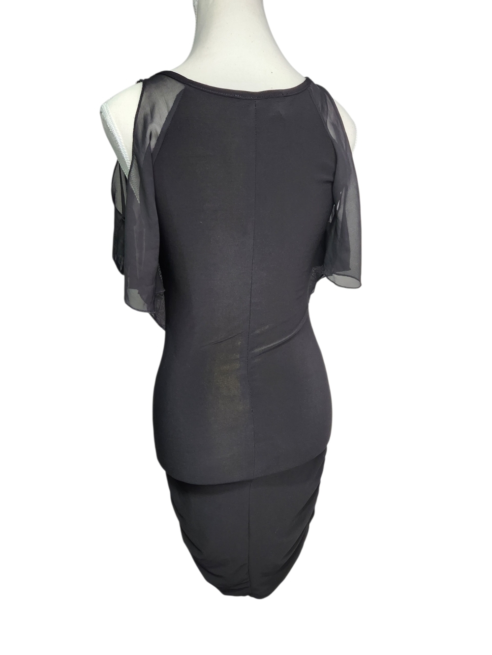 Body Central Black Rhinestone V-Neck Dress Cold Shoulder Bodycon Party Small Y2K - Picture 5 of 11